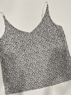 Banana Republic Gray and White Floral Lace Camisole